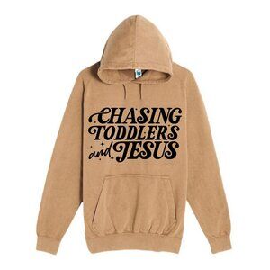 Chasing toddlers and Jesus hoodie